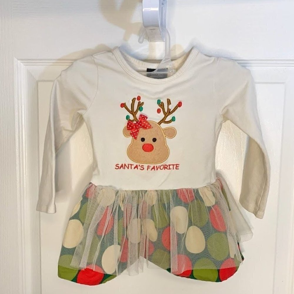 Holiday Edition XMAS Festive Girls Santa's Favorite Tutu Tulle Polka Dot Dress